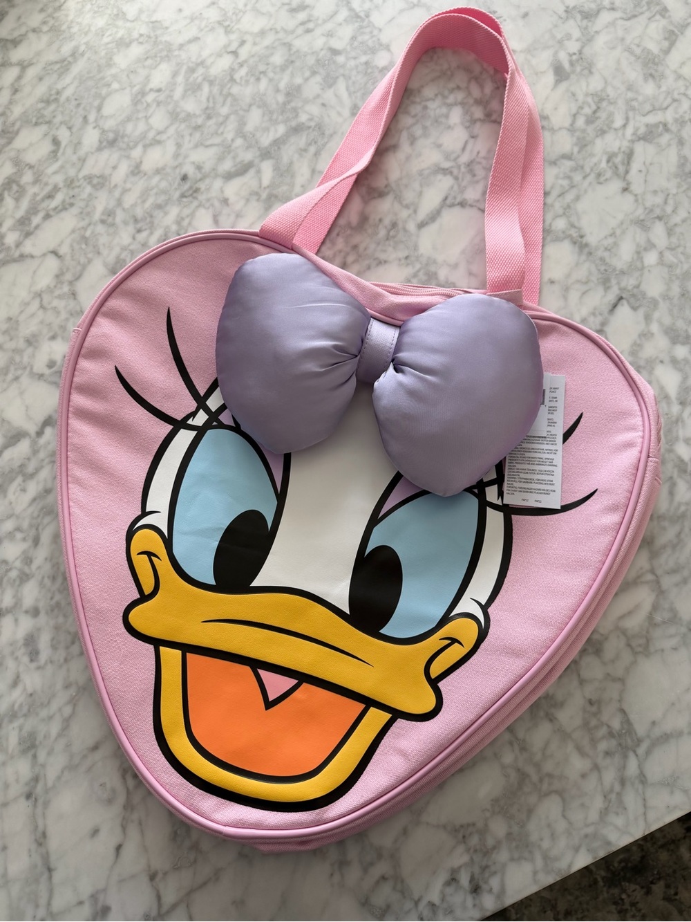 Disney Pink Daisy Duck Heart Crossbody Bag with Lavender Accent